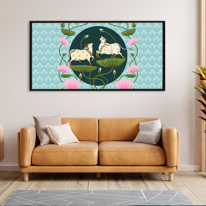 Indian Traditional Pichwai Wall Art Canvas Painting for Home Decor (PICHWA11)