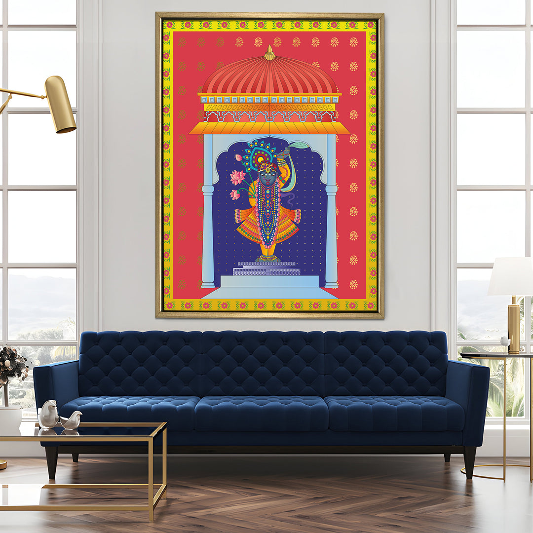 Shreenathji Pichwai Wall Art | HD Canvas Print | Ready to Hang | Wall Art for Temple, living room, Hallway | Size: 36 inch X 48 inch (SHNAWA05)