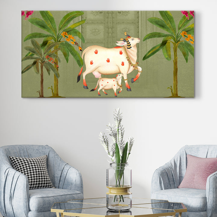 Indian Traditional Pichwai Wall Art Canvas Painting for Home Decor (PICHWA17)