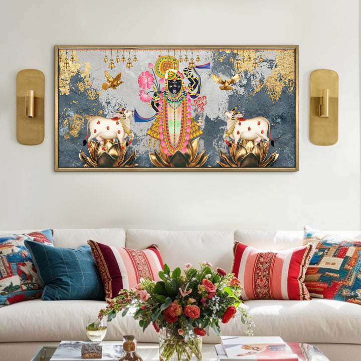 Indian Traditional Pichwai Wall Art Canvas Painting for Home Decor (PICHWA16)