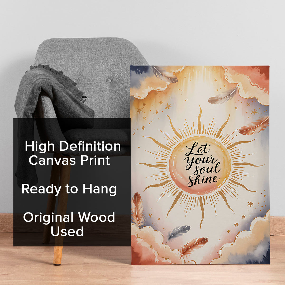 Let Your Soul Shine Boho Motivational Wrapped Canvas HD Print (BOHO_WA_040)