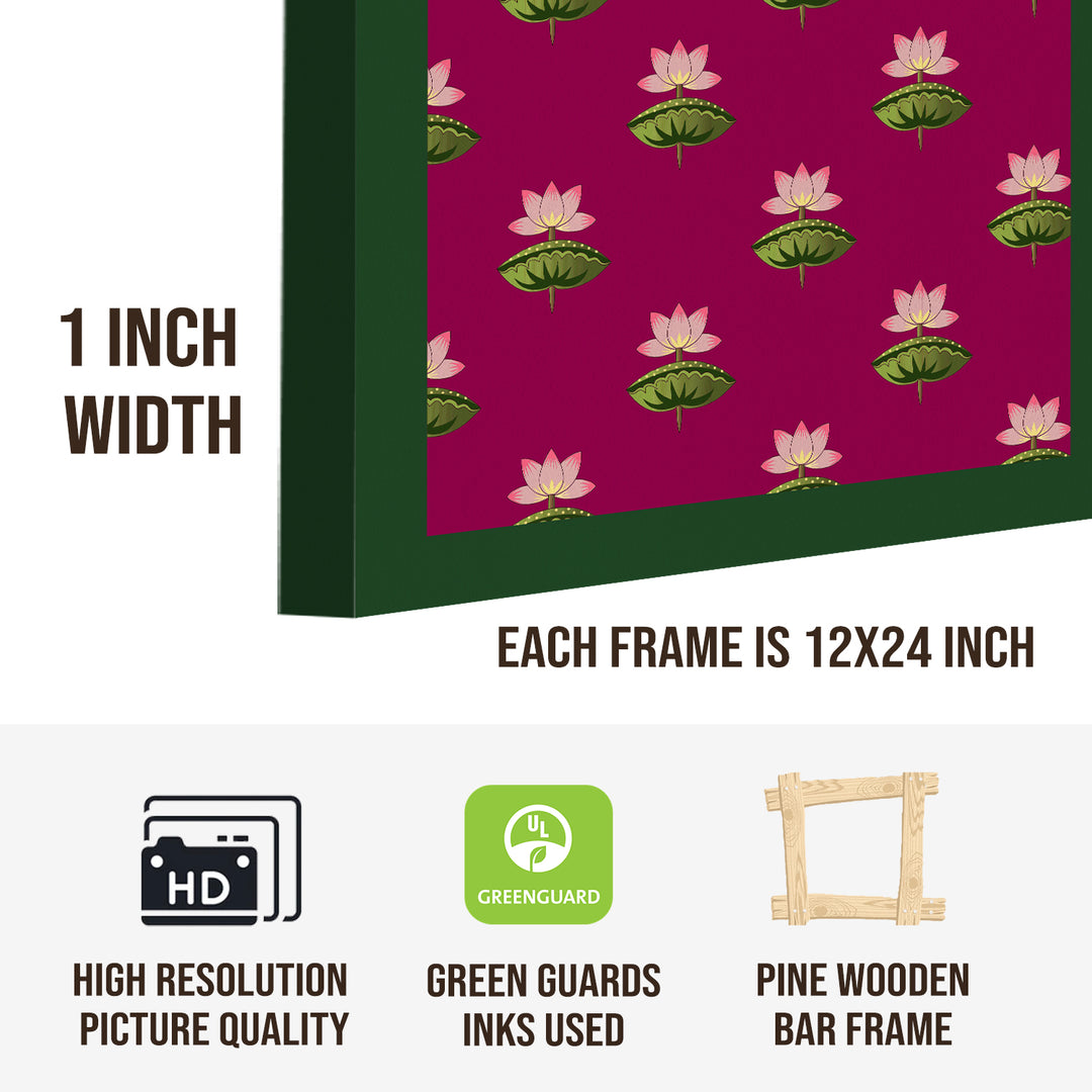 Traditional Pichwai Shreenath Ji Wall Art Set of 3 | HD Print Wrapped Canvas | Perfect for Pooja Room & Office Decor Panels | 12×24 Inch (PICWA39)