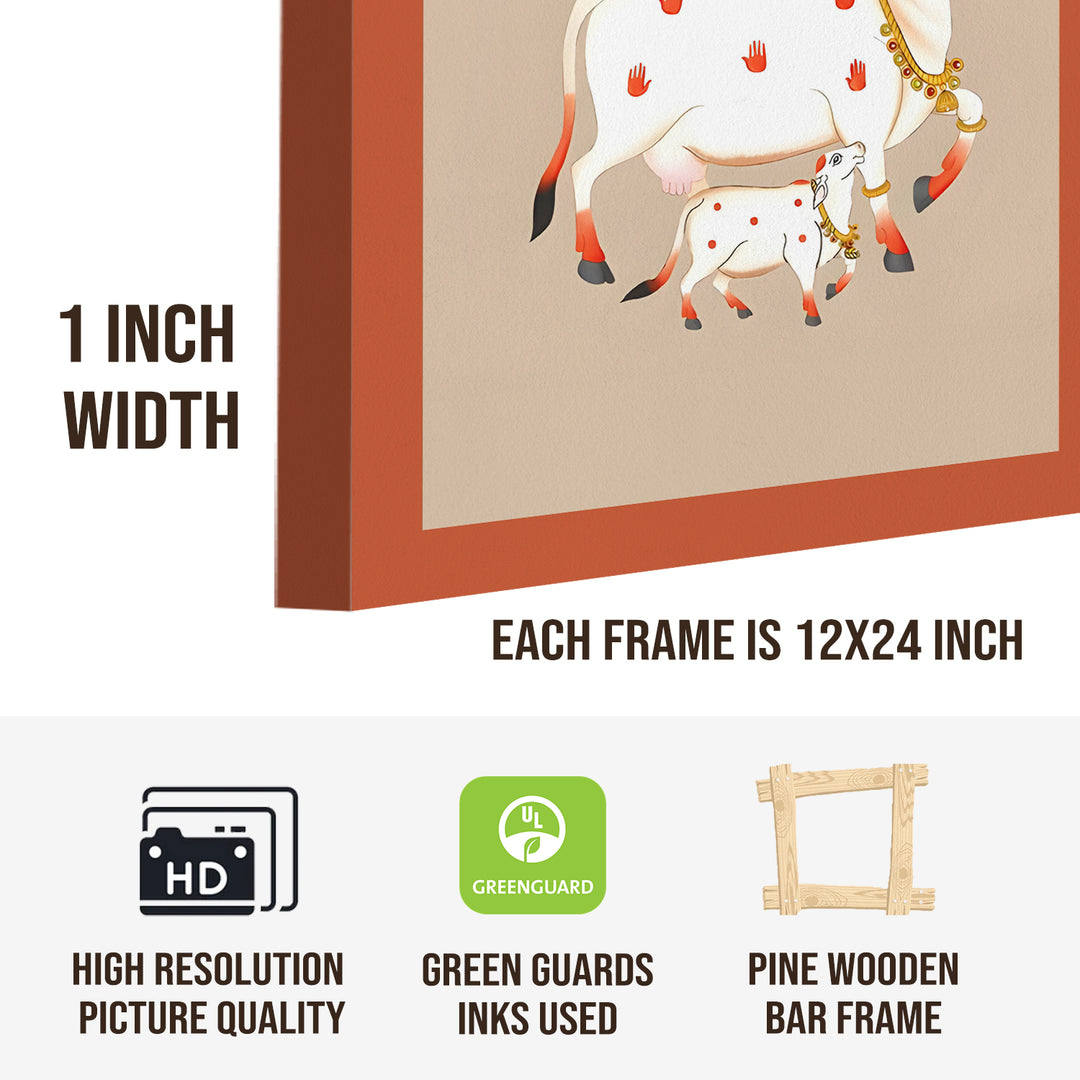 Traditional Pichwai Shreenath Ji Wall Art Set of 3 | HD Print Wrapped Canvas | Perfect for Pooja Room & Office Decor Panels | 12×24 Inch (PICWA38)