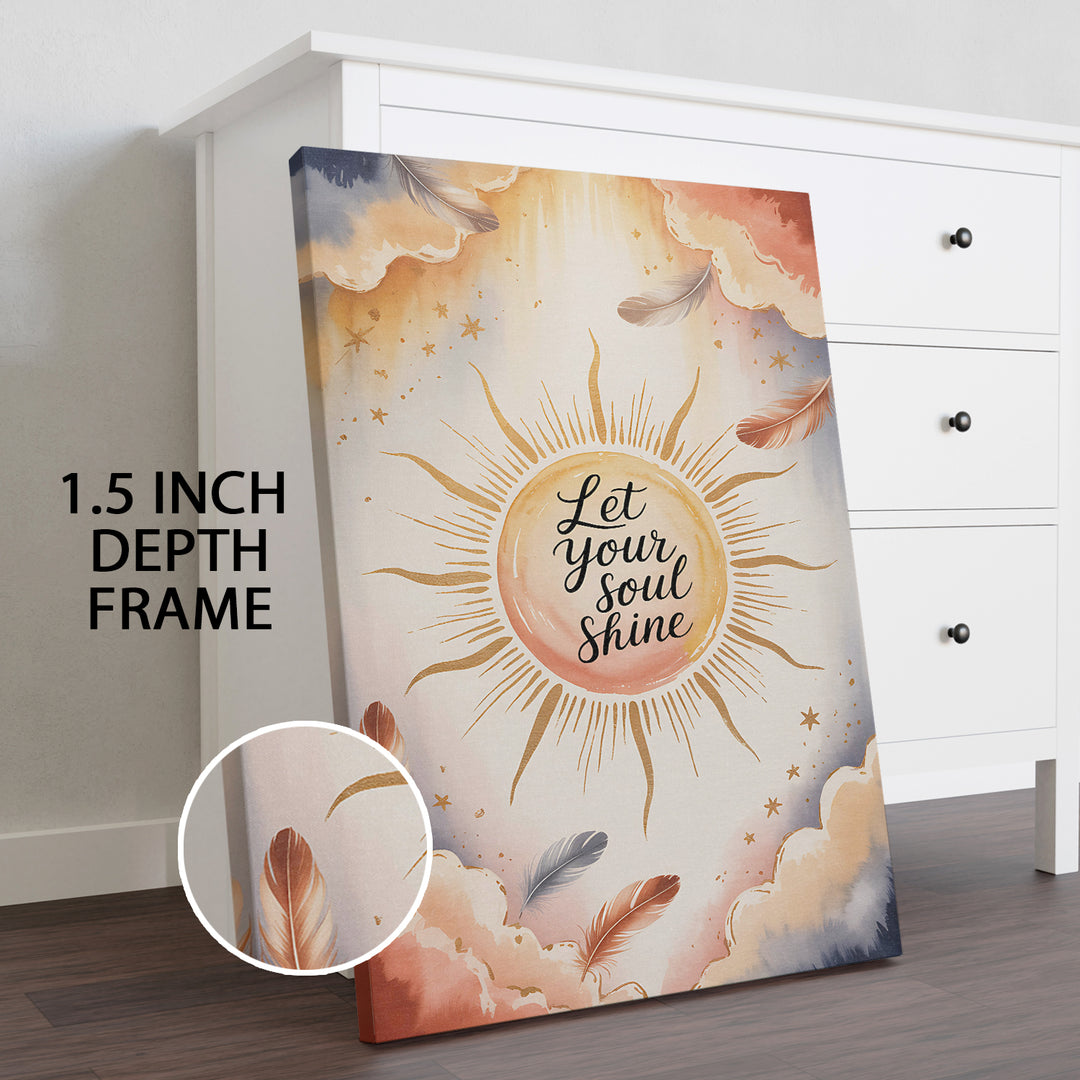 Let Your Soul Shine Boho Motivational Wrapped Canvas HD Print (BOHO_WA_040)