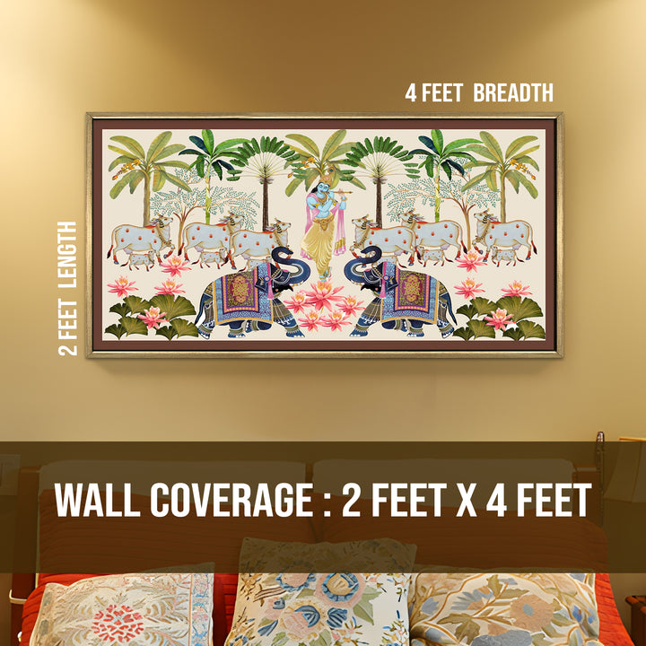 Indian Traditional Pichwai Wall Art Canvas Painting for Home Decor (PICHWA19)