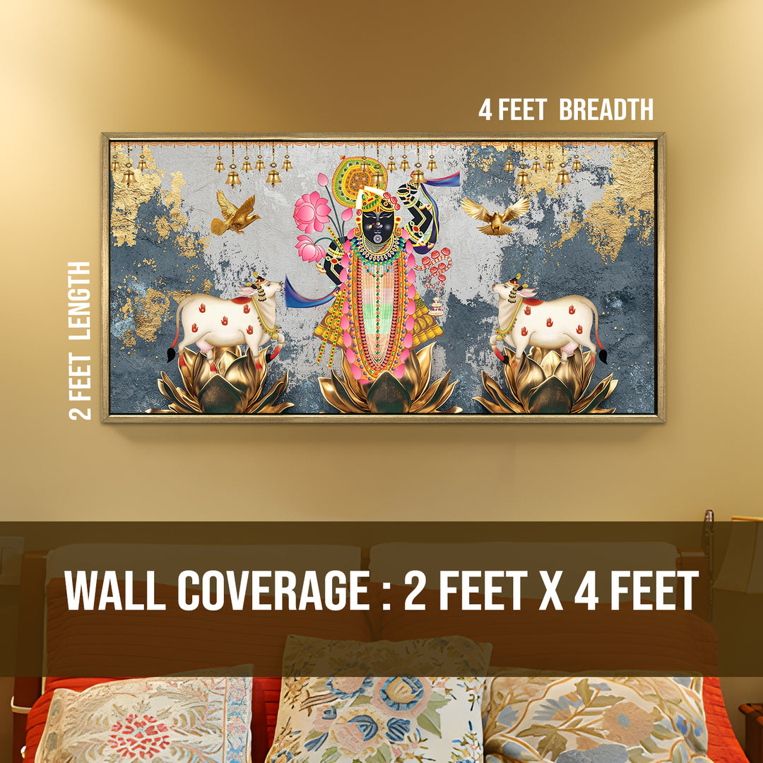 Indian Traditional Pichwai Wall Art Canvas Painting for Home Decor (PICHWA16)