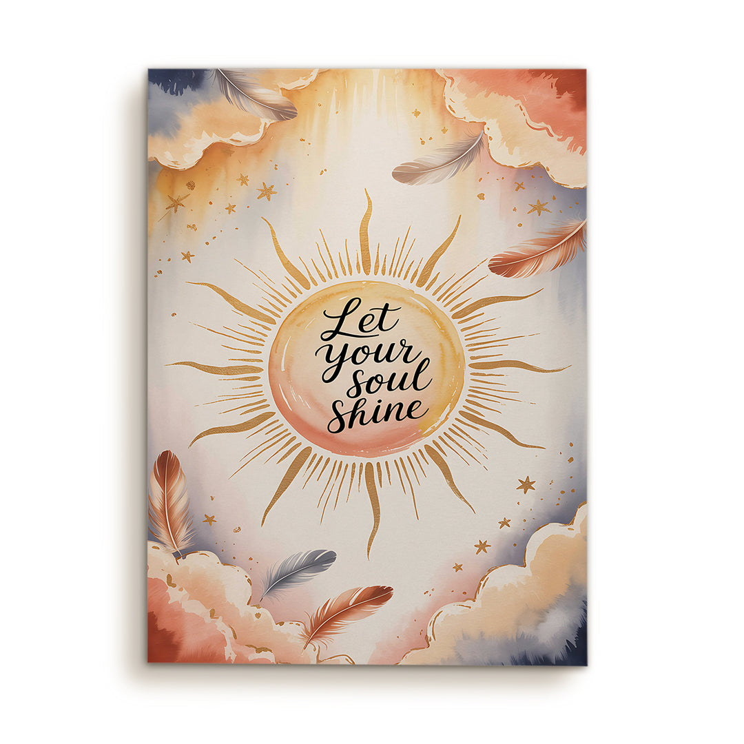 Let Your Soul Shine Boho Motivational Wrapped Canvas HD Print (BOHO_WA_040)