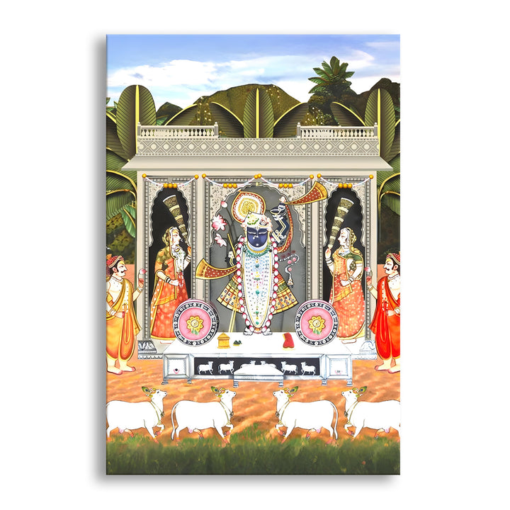 Traditional Pichwai Srinath Ji Wall Art | HD Canvas Print Gallery Wrap Painting | Ready to Hang | Perfect for Home & Office Décor | Size: 20x30 Inch (PICWA50)