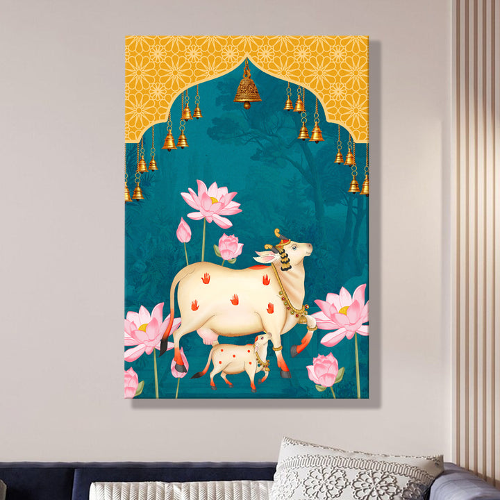 Traditional Pichwai Wall Art | HD Canvas Print Gallery Wrap Painting | Ready to Hang | Perfect for Home & Office Décor | Size: 20x30 Inch (PICWA42)