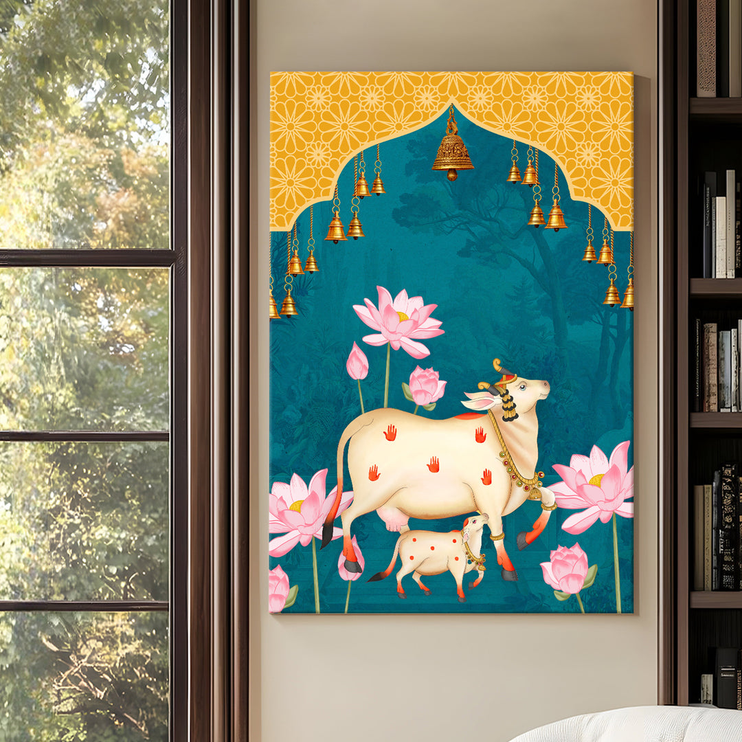 Traditional Pichwai Wall Art | HD Canvas Print Gallery Wrap Painting | Ready to Hang | Perfect for Home & Office Décor | Size: 20x30 Inch (PICWA42)