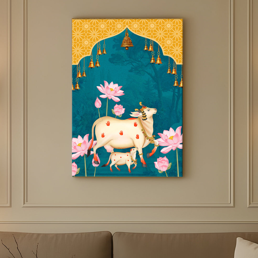 Traditional Pichwai Wall Art | HD Canvas Print Gallery Wrap Painting | Ready to Hang | Perfect for Home & Office Décor | Size: 20x30 Inch (PICWA42)