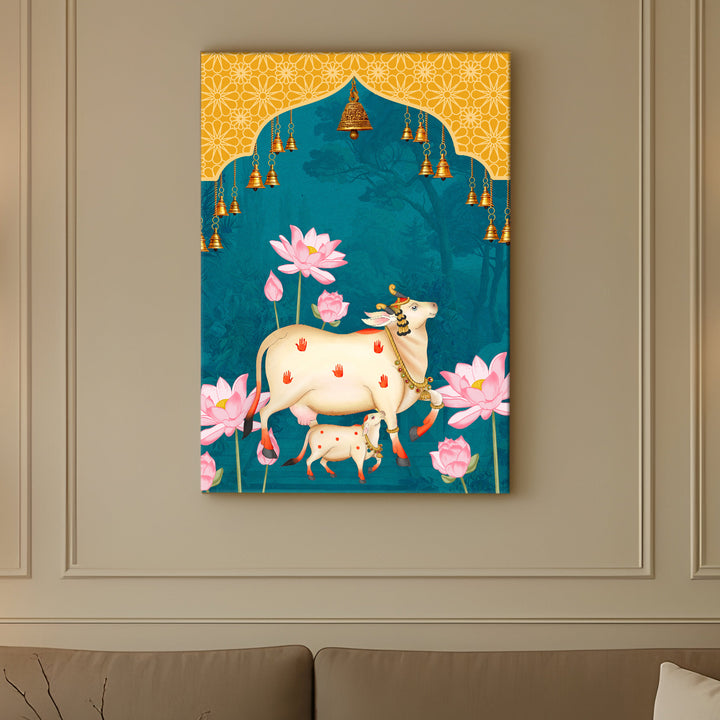 Traditional Pichwai Wall Art | HD Canvas Print Gallery Wrap Painting | Ready to Hang | Perfect for Home & Office Décor | Size: 20x30 Inch (PICWA42)