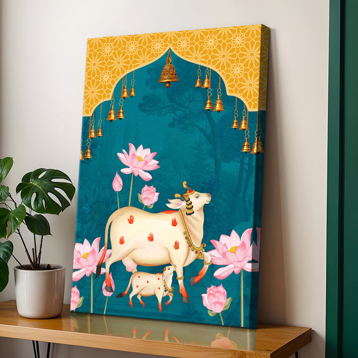Traditional Pichwai Wall Art | HD Canvas Print Gallery Wrap Painting | Ready to Hang | Perfect for Home & Office Décor | Size: 20x30 Inch (PICWA42)