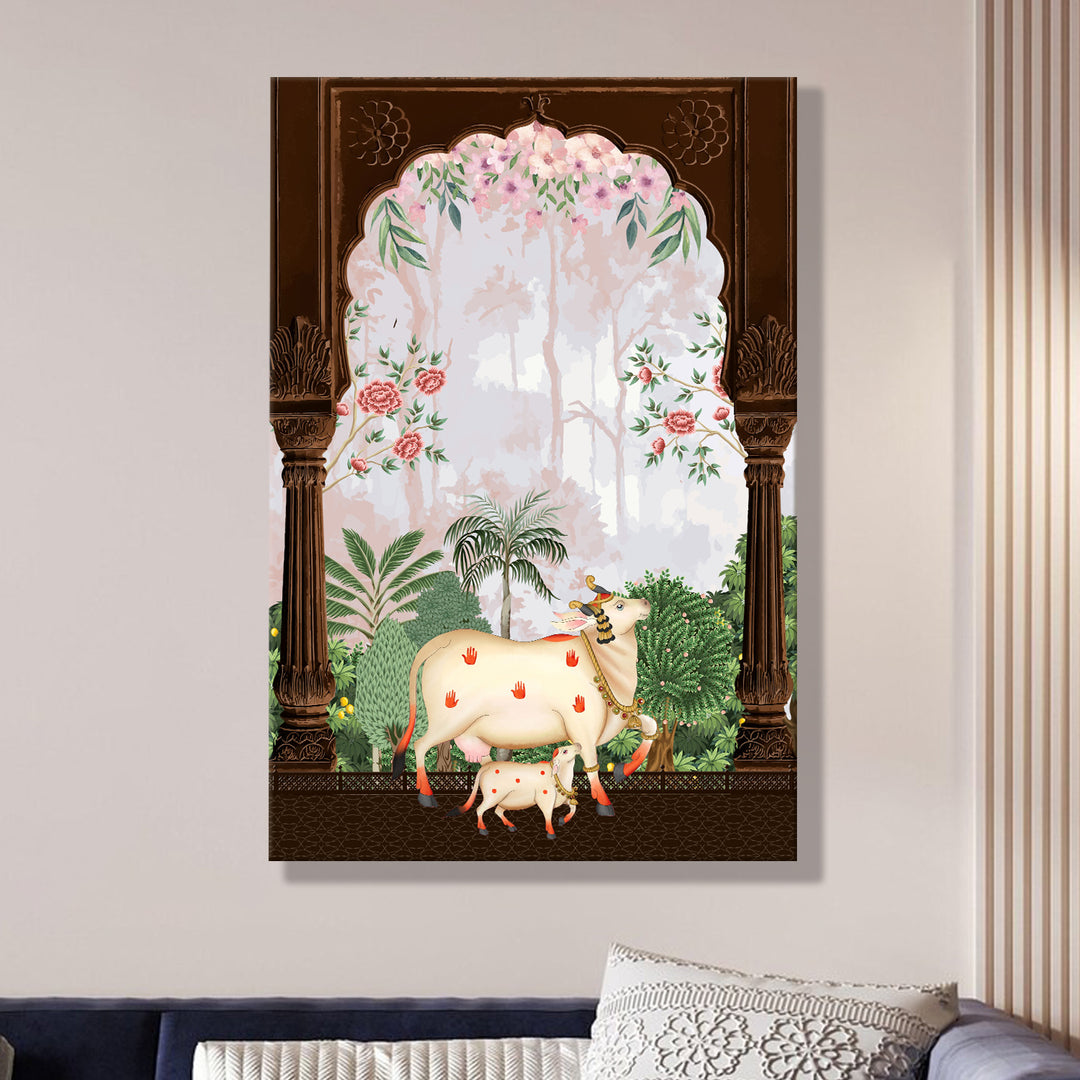 Traditional Pichwai Wall Art | HD Canvas Print Gallery Wrap Painting | Ready to Hang | Perfect for Home & Office Décor | Size: 20x30 Inch (PICWA43)
