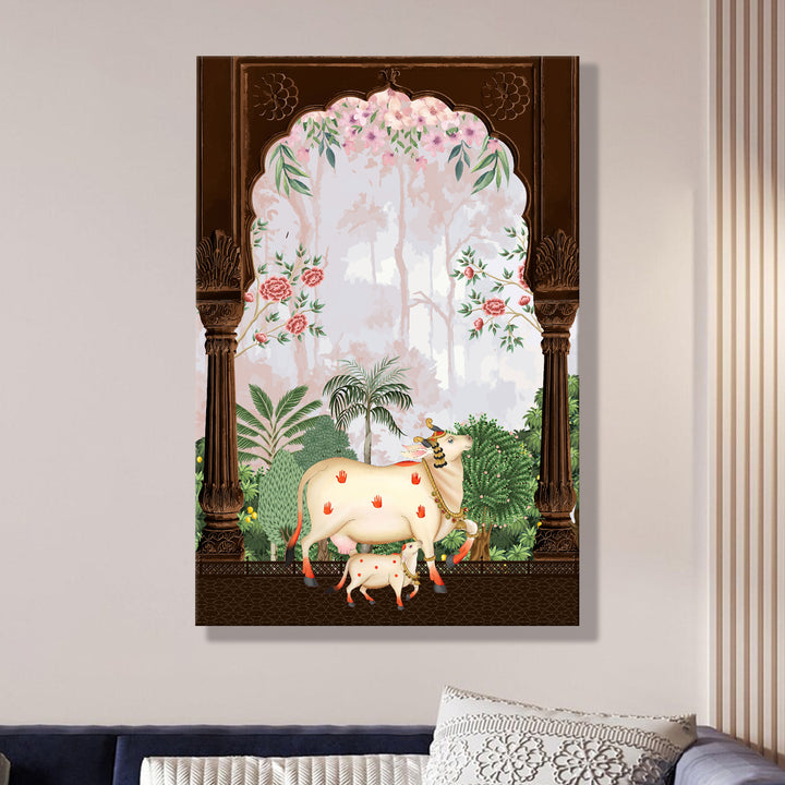 Traditional Pichwai Wall Art | HD Canvas Print Gallery Wrap Painting | Ready to Hang | Perfect for Home & Office Décor | Size: 20x30 Inch (PICWA43)