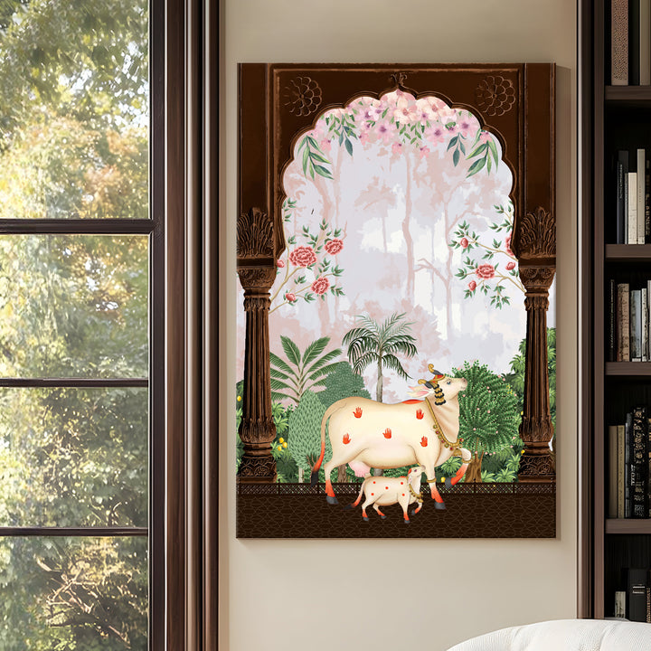 Traditional Pichwai Wall Art | HD Canvas Print Gallery Wrap Painting | Ready to Hang | Perfect for Home & Office Décor | Size: 20x30 Inch (PICWA43)
