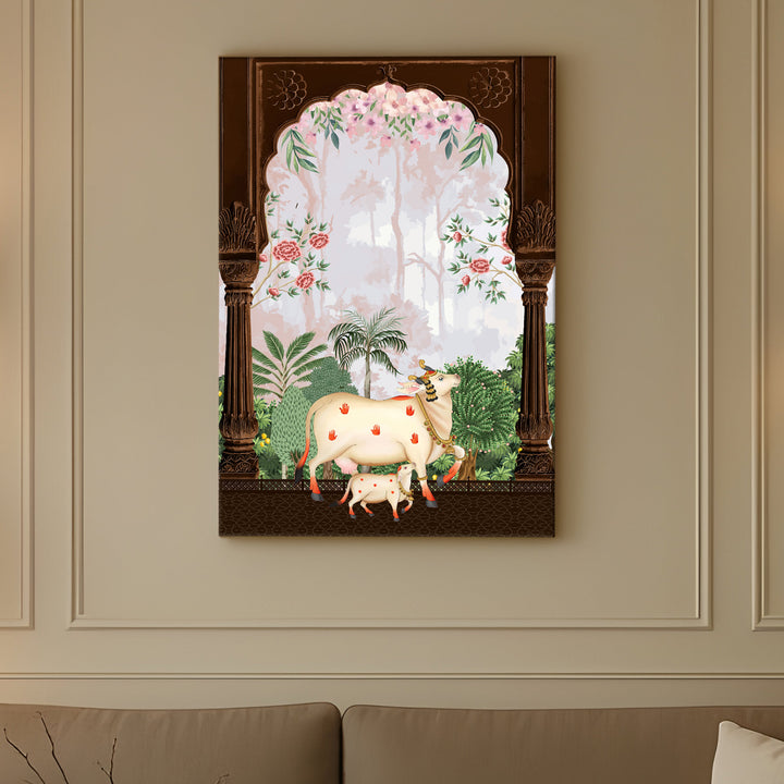 Traditional Pichwai Wall Art | HD Canvas Print Gallery Wrap Painting | Ready to Hang | Perfect for Home & Office Décor | Size: 20x30 Inch (PICWA43)