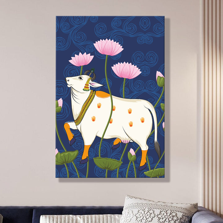 Traditional Pichwai Wall Art | HD Canvas Print Gallery Wrap Painting | Ready to Hang | Perfect for Home & Office Décor | Size: 20x30 Inch (PICWA45)