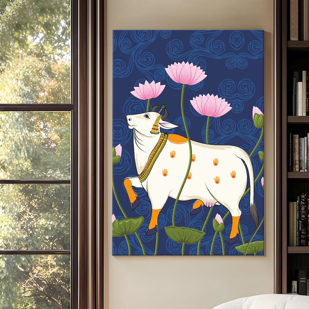 Traditional Pichwai Wall Art | HD Canvas Print Gallery Wrap Painting | Ready to Hang | Perfect for Home & Office Décor | Size: 20x30 Inch (PICWA45)