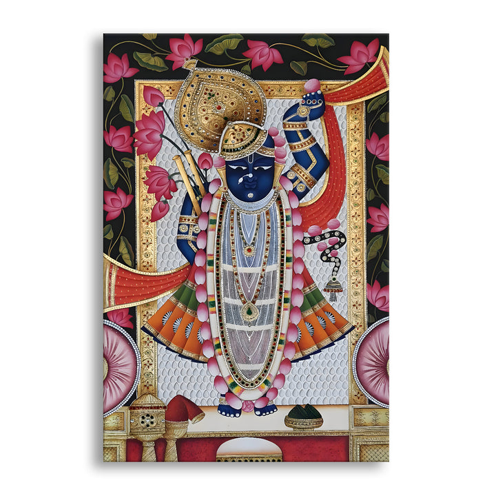 Traditional Pichwai Srinath Ji Wall Art | HD Canvas Print Gallery Wrap Painting | Ready to Hang | Perfect for Home & Office Décor | Size: 20x30 Inch (PICWA46)