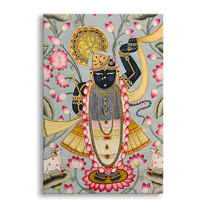 Traditional Pichwai Srinath Ji Wall Art | HD Canvas Print Gallery Wrap Painting | Ready to Hang | Perfect for Home & Office Décor | Size: 20x30 Inch (PICWA47)