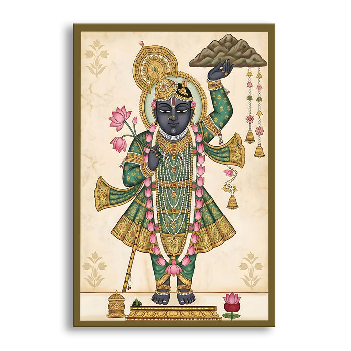 Traditional Pichwai Srinath Ji Wall Art | HD Canvas Print Gallery Wrap Painting | Ready to Hang | Perfect for Home & Office Décor | Size: 20x30 Inch (PICWA48)