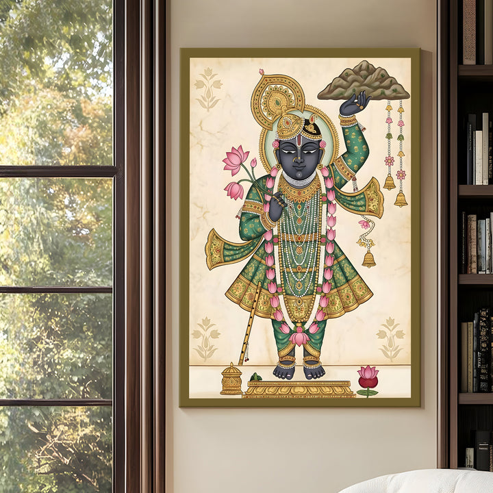 Traditional Pichwai Srinath Ji Wall Art | HD Canvas Print Gallery Wrap Painting | Ready to Hang | Perfect for Home & Office Décor | Size: 20x30 Inch (PICWA48)