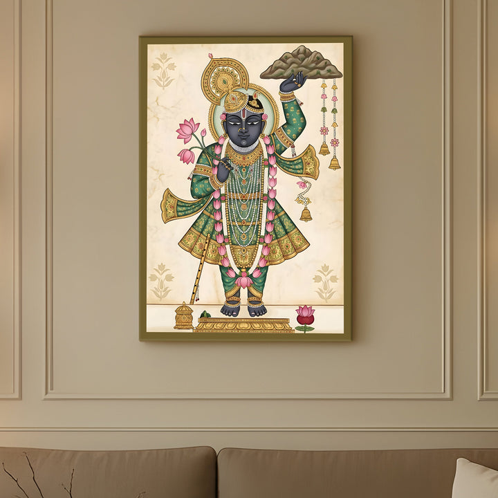 Traditional Pichwai Srinath Ji Wall Art | HD Canvas Print Gallery Wrap Painting | Ready to Hang | Perfect for Home & Office Décor | Size: 20x30 Inch (PICWA48)