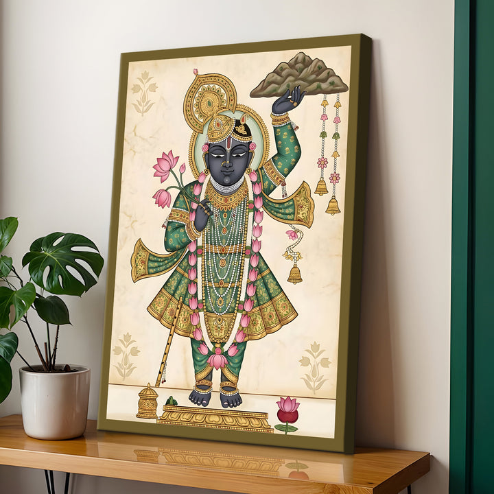 Traditional Pichwai Srinath Ji Wall Art | HD Canvas Print Gallery Wrap Painting | Ready to Hang | Perfect for Home & Office Décor | Size: 20x30 Inch (PICWA48)