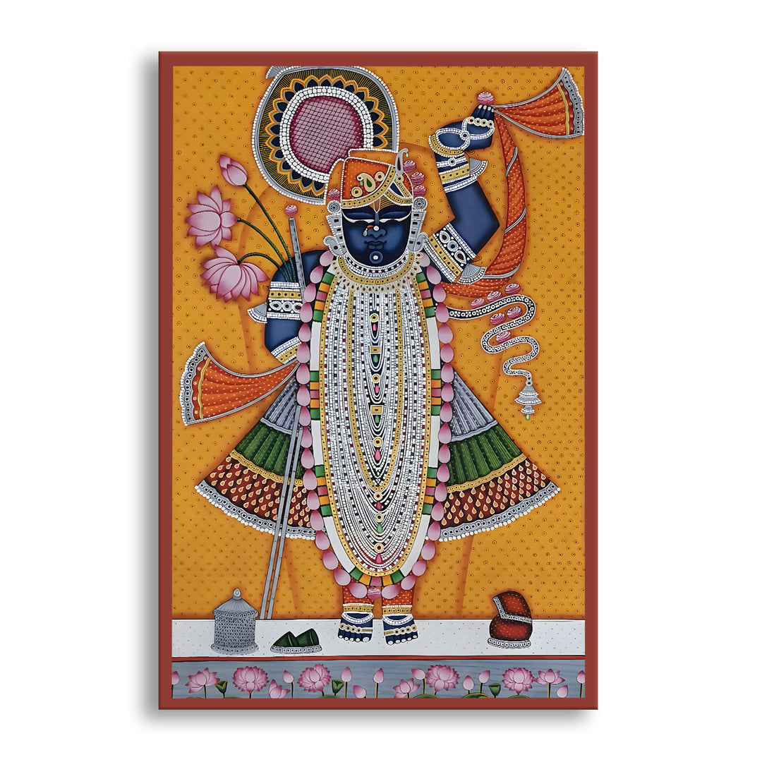 Traditional Pichwai Srinath Ji Wall Art | HD Canvas Print Gallery Wrap Painting | Ready to Hang | Perfect for Home & Office Décor | Size: 20x30 Inch (PICWA49)