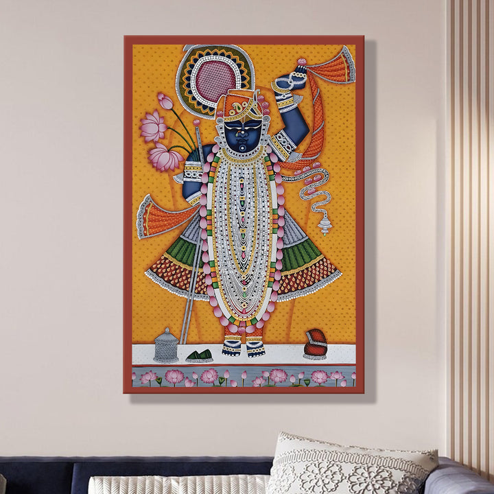 Traditional Pichwai Srinath Ji Wall Art | HD Canvas Print Gallery Wrap Painting | Ready to Hang | Perfect for Home & Office Décor | Size: 20x30 Inch (PICWA49)