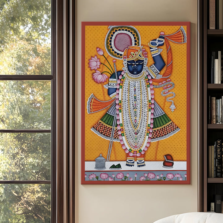 Traditional Pichwai Srinath Ji Wall Art | HD Canvas Print Gallery Wrap Painting | Ready to Hang | Perfect for Home & Office Décor | Size: 20x30 Inch (PICWA49)
