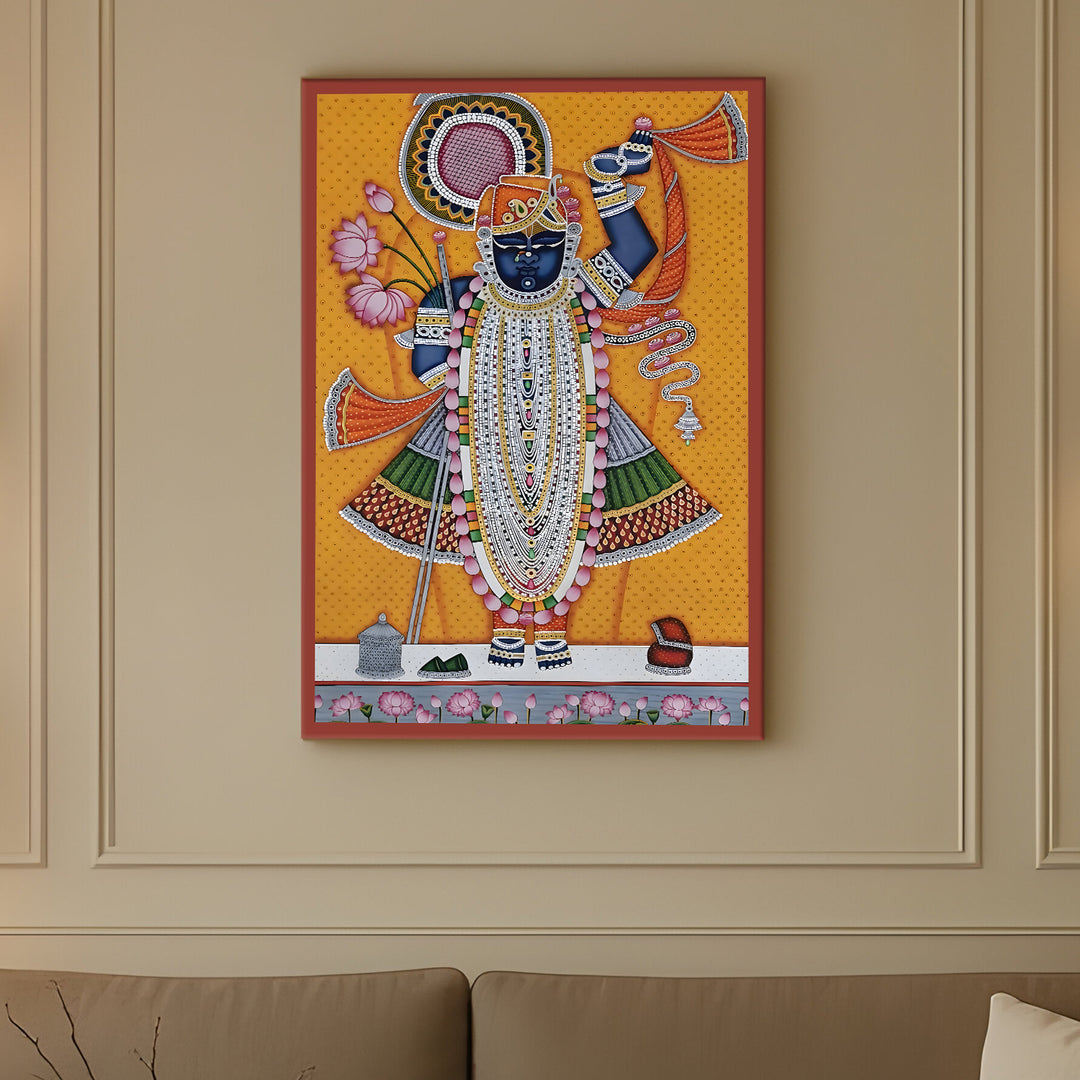 Traditional Pichwai Srinath Ji Wall Art | HD Canvas Print Gallery Wrap Painting | Ready to Hang | Perfect for Home & Office Décor | Size: 20x30 Inch (PICWA49)