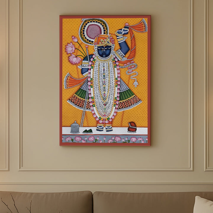 Traditional Pichwai Srinath Ji Wall Art | HD Canvas Print Gallery Wrap Painting | Ready to Hang | Perfect for Home & Office Décor | Size: 20x30 Inch (PICWA49)