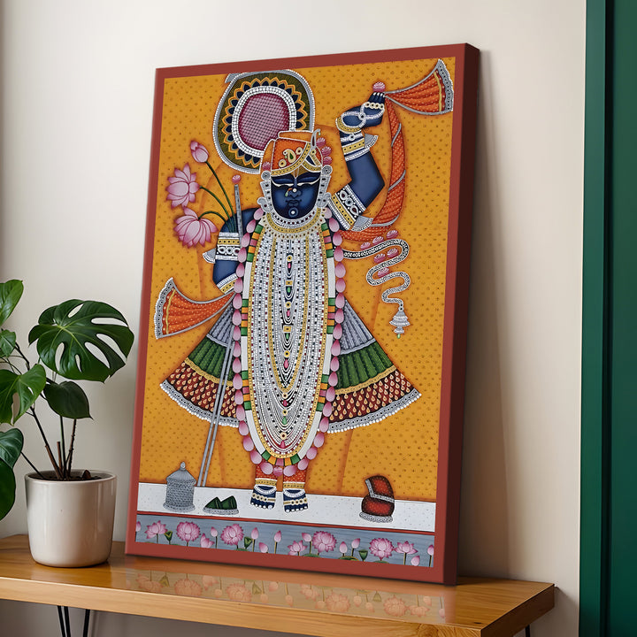Traditional Pichwai Srinath Ji Wall Art | HD Canvas Print Gallery Wrap Painting | Ready to Hang | Perfect for Home & Office Décor | Size: 20x30 Inch (PICWA49)