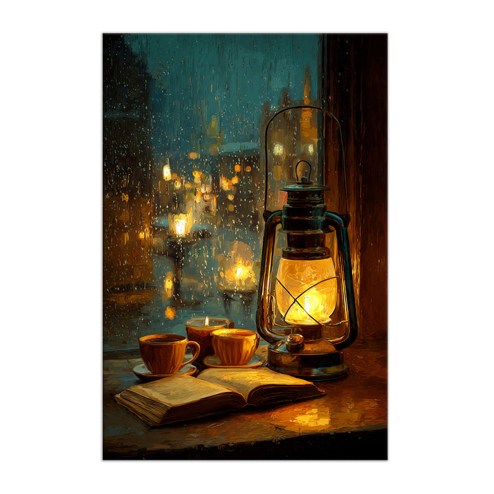 Rainy Evening Glow Vintage Art Wrapped Canvas HD Print (ABSTRACT_WA_082)