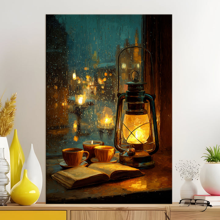 Rainy Evening Glow Vintage Art Wrapped Canvas HD Print (ABSTRACT_WA_082)