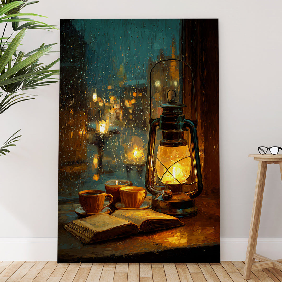 Rainy Evening Glow Vintage Art Wrapped Canvas HD Print (ABSTRACT_WA_082)