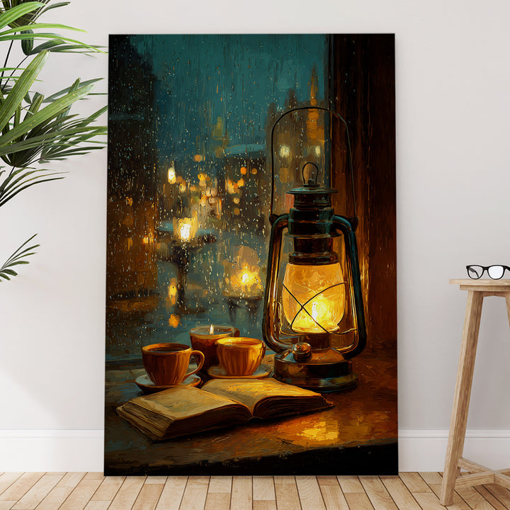 Rainy Evening Glow Vintage Art Wrapped Canvas HD Print (ABSTRACT_WA_082)