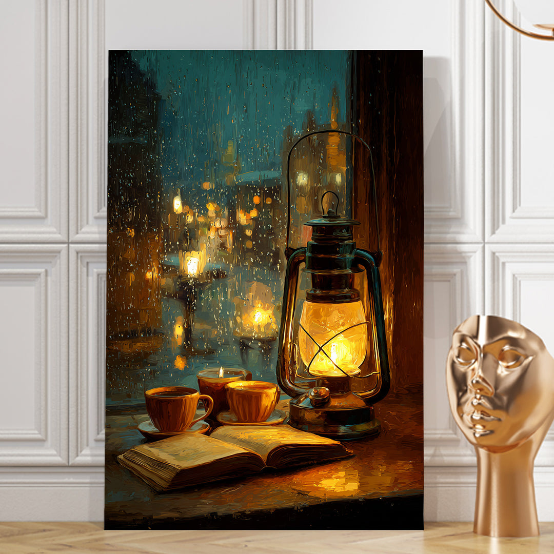 Rainy Evening Glow Vintage Art Wrapped Canvas HD Print (ABSTRACT_WA_082)