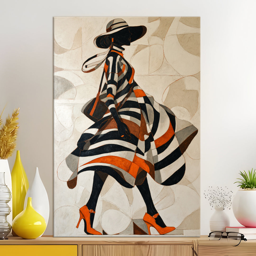 Striped Elegance Abstract Art Wrapped Canvas HD Print (ABSTRACT_WA_080)