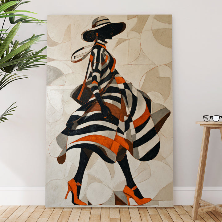 Striped Elegance Abstract Art Wrapped Canvas HD Print (ABSTRACT_WA_080)