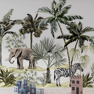 Customized Jungle Theme Animals Wallpaper for Kids Room Walls Decoration