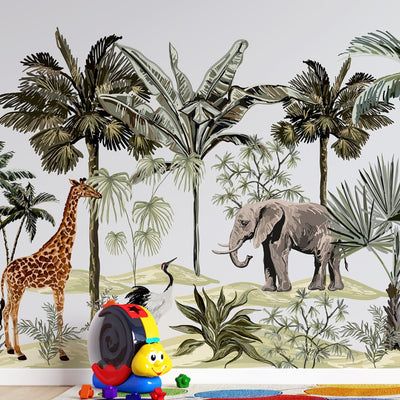 Customized Jungle Theme Animals Wallpaper for Kids Room Walls
