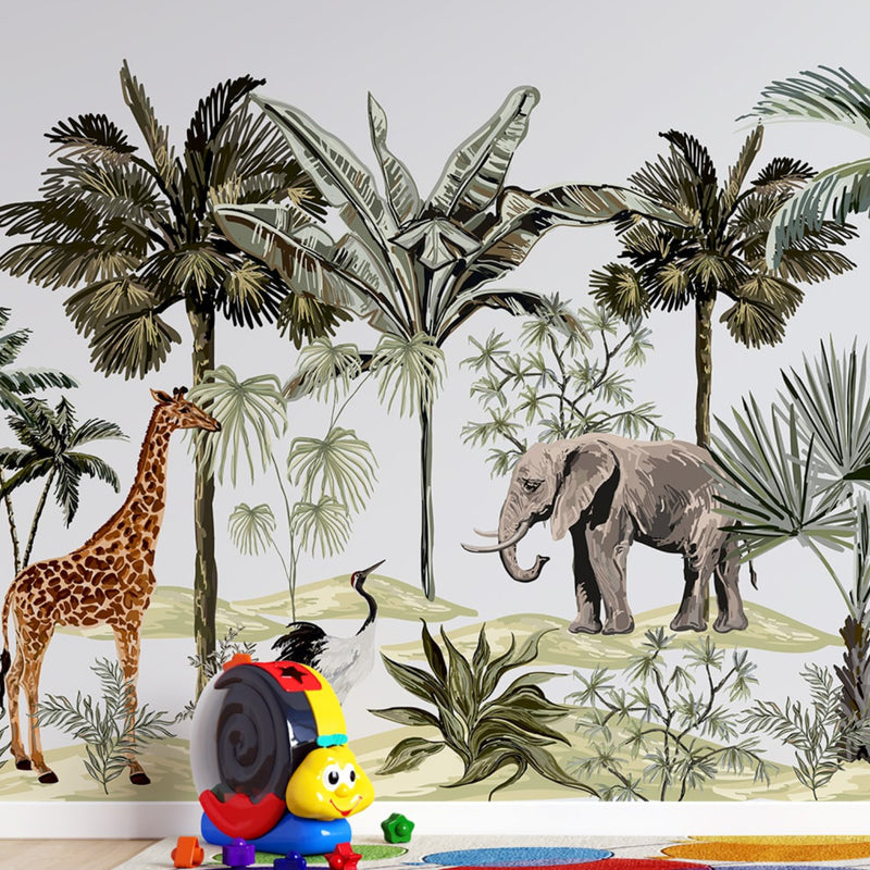 Customized Jungle Theme Animals Wallpaper for Kids Room Walls Decoration