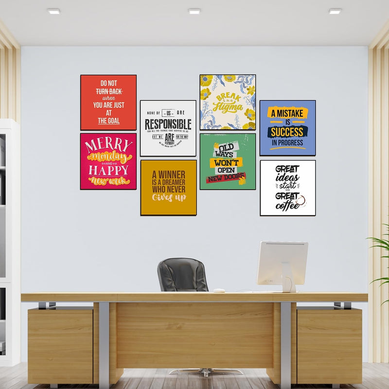 Motivational Poster Set of 8 for the Living Room and Office