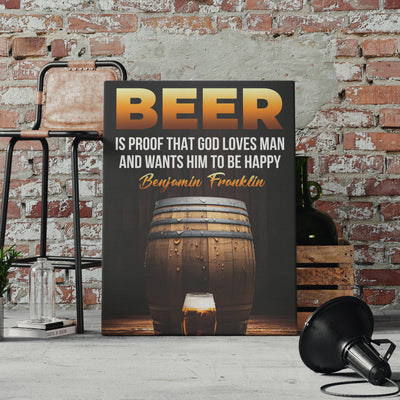 Beer Poster in Framed Canvas With Inspiring Quotes in Large Size for Office and Startups.