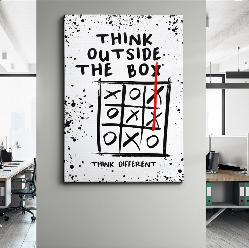 Think Outside The Box Inspirational Canvas Framed Posters With Motivational Quotes in Large Size for Office and Startups.