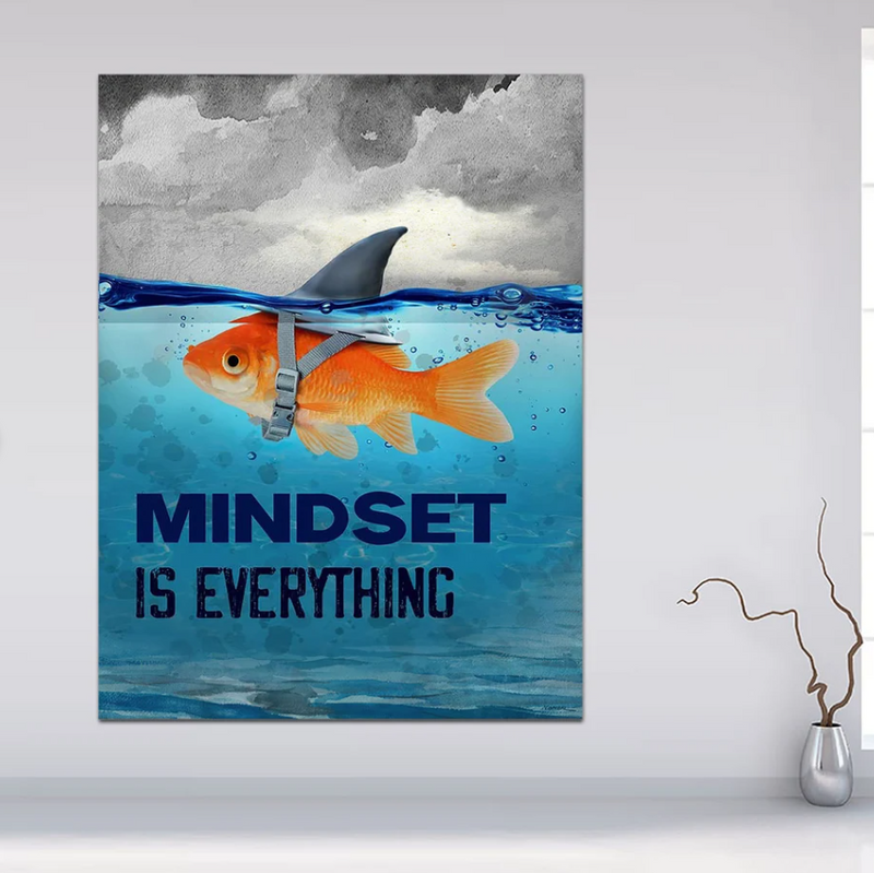 Mindset is Everything Inspirational Canvas Framed Posters With Motivational Quotes in Large Size for Office and Startups.