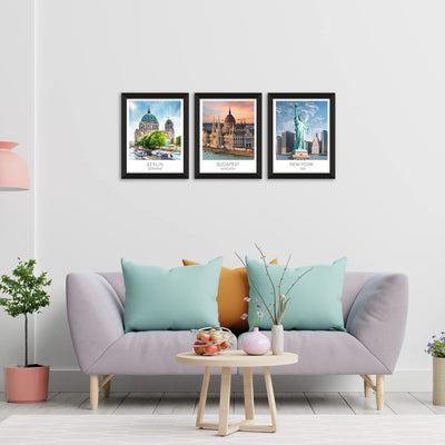 Travel Theme Wall Decor Framed Paintings for Living Room 